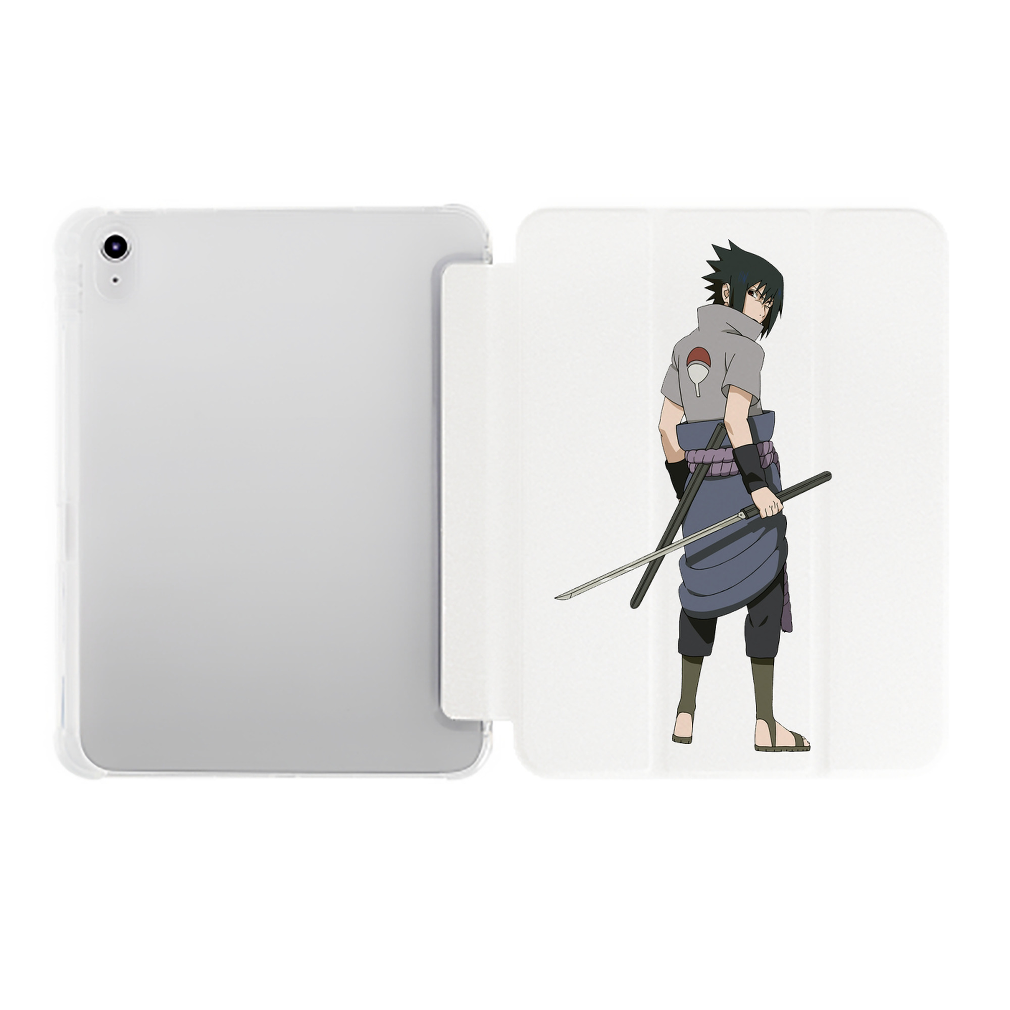 （画像用） NARUTO -ナルト- うちは サスケ Uchiha Sasuke IPad ケース ペン収納付き 三つ折りスタンド PUレザー×シリコン 対応機種9.5/10.5/10.9インチ